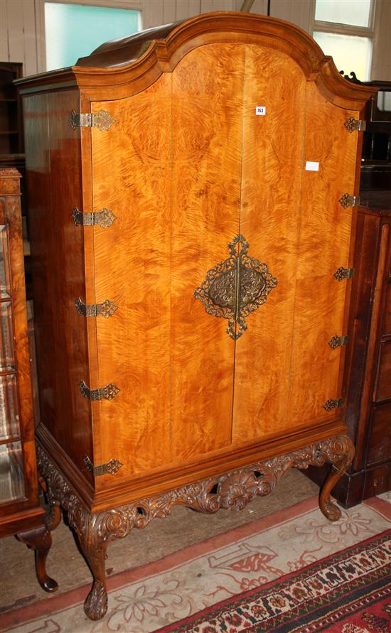 George II style walnut cocktail cabinet